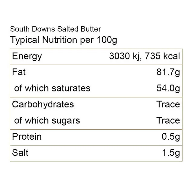 south downs butter salted nutrition